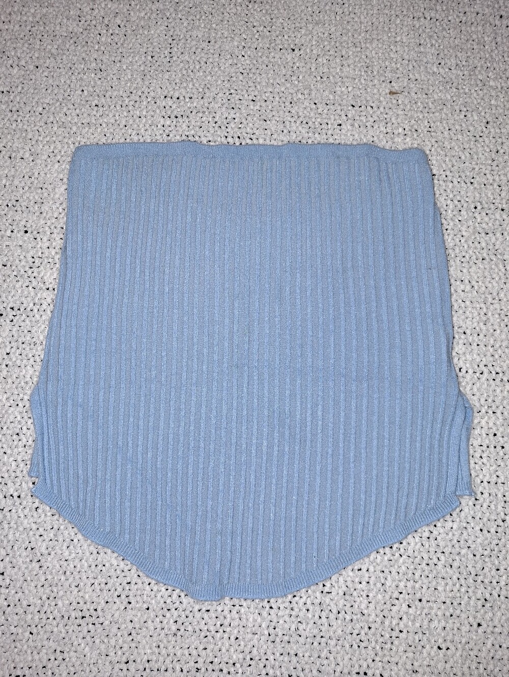 Strappless Ribbed Strechy Baby Blue Top